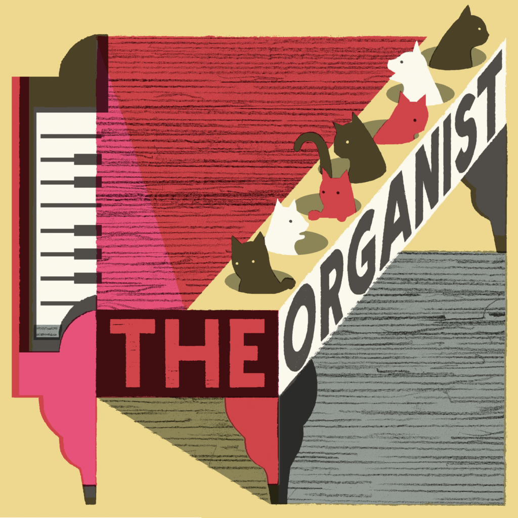 Logo of "The Organist" podcast, produced by KCRW and McSweeney's